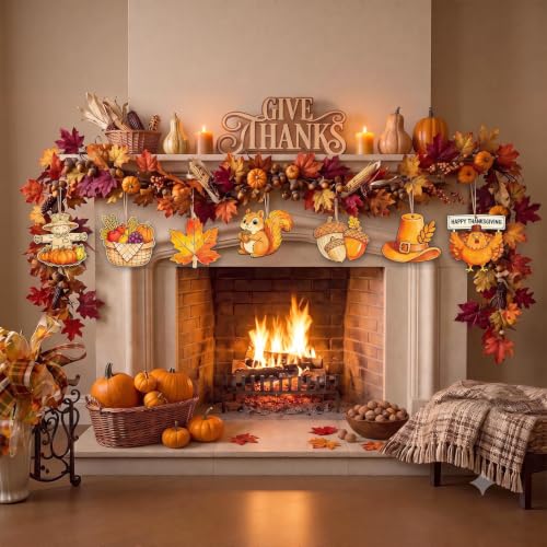 80Pcs Unfinished Fall Ornament Wood Crafts,Wooden Thanksgiving Cutouts - color: Thanksgiving