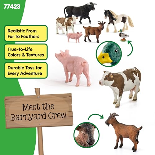 Schleich Farm World - 6PC Farm Animal Bundle Set - Kids Ages 3+ | 77423