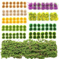 126 Pcs Static Grass Tufts&Flowers DIY Miniature Shrubs Bushes