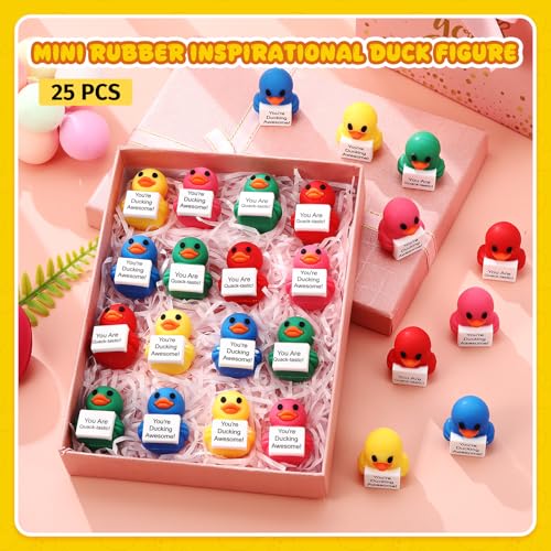 Gejoy 25 Pcs Mini Rubber Duck Toys 5 Colors Ducks Tiny Positive Figures - style: 5 Color Duck