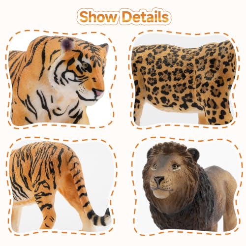 Toymany 8PCS Realistic Lion Tiger Cheetah Leopard Figurines Toy - style: 8PCS Jungle Animals