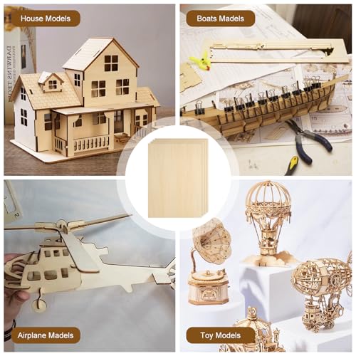 24Pcs 16 x 12 x 1/8 Inch Basswood Sheets, Unfinished Wood Boards, 3mm Basswood for Laser Cutting, Arts and Crafts, Painting, Wood Engraving, Architectural Models, Pyrography