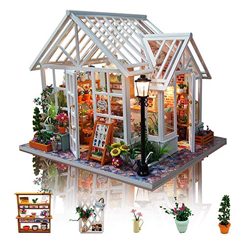 GuDoQi DIY Miniature Dollhouse Kit, Tiny House kit with Music, Miniature House Kit 1:24 Scale, Great Handmade Crafts Gift for Birthday Christmas, Beautiful Flower Shop - color: Beautiful Flower Shop