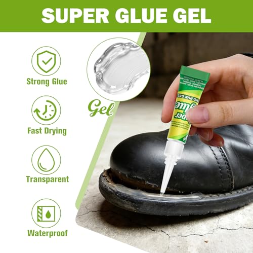 Super Glue Gel Clear 3 Gram (Pack of 6) for Plastic Metal & Wood – Instant CA Adhesive All Purpose Multipack, Cyanoacrylate Glue for Ceramic 3D Printing Shoe Crafts, Strong Bonding Single Use Minis - size: 6 x 3G