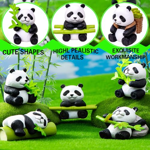 8 Mini Resin Panda Figurines for Garden, Planter and Cake Decor - style: 8PCS mini panda