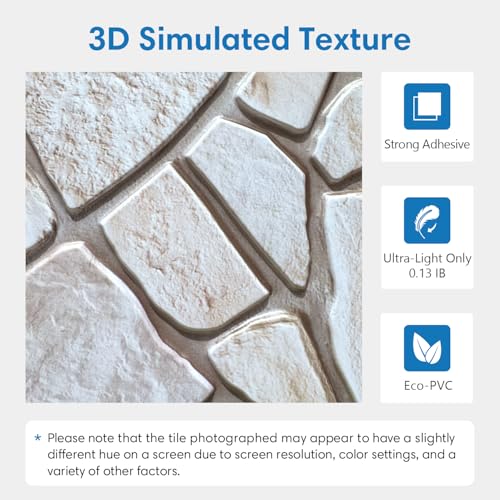 COMSTICKC 3D Peel and Stick Faux Stone Wall Panels for Quick DIY Wall Decor - color: Beige