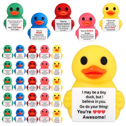 Gejoy 25 Pcs Mini Rubber Bright Duck Toys Positive Mini Ducks Figures - style: Bright Duck