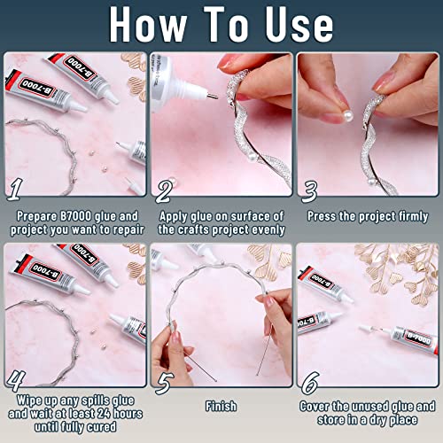 B-7000 Craft Glue for Jewelry Making, Multi-Function B-7000 Super Adhesive Glues Liquid Fusion Glue for Rhinestones Crafts, Clothes Shoes, Fabric, Jewelry Making, Cell Phones (3x25 ml/0.9 oz) - color: 3x25 ML/ 0.9 oz