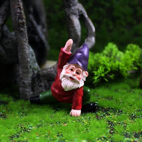 Miniature Garden Gnome Figurines, Yoga Poses, Hand-Painted, Set of 4, 2.2 Inches Tiny Gnomes for Women or Yoga Lovers, Funny Office Desk Decor - style: Yoga Gnomes
