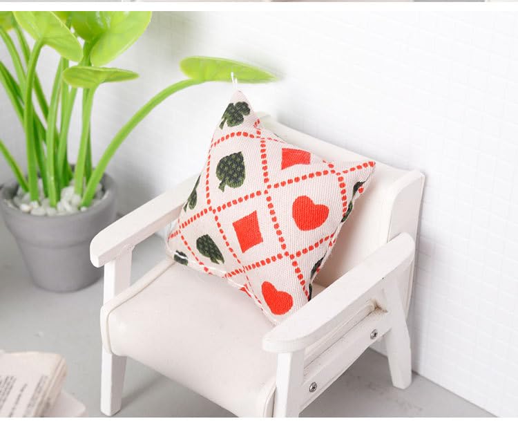 EMiEN 2pcs 1:12 Miniature Throw Pillows for Sofa Cushions,Miniature Ornament for DIY House Decoration on 1/12 Scale
