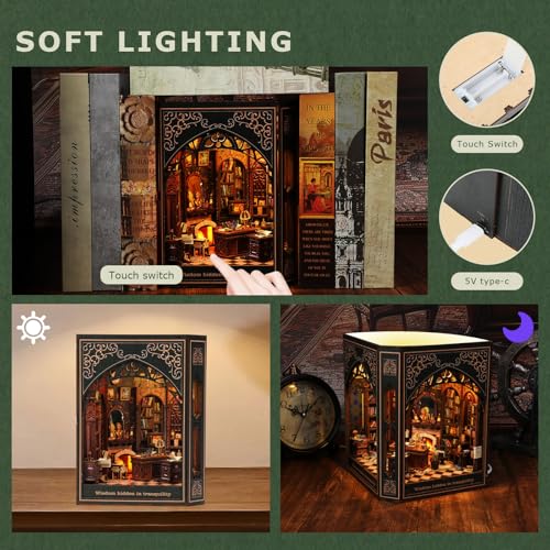 NookMaster Book Nook Kit, 3D Wooden Puzzle for Adults（ (Vintage Library) - color: Vintage Library