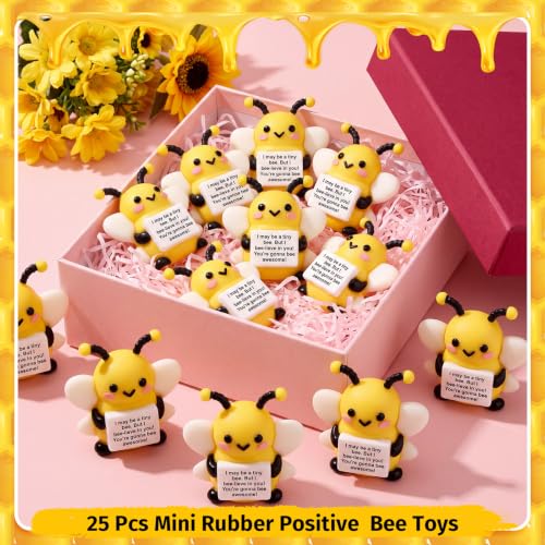 Gejoy 25 Pcs Mini Rubber Bee Toys Positive Mini Bees Figures - style: Bee