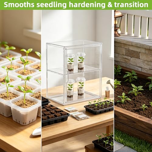 Mini Greenhouse Indoor with Magnetic Door, L-2tier-1pcs - size: L-2tier