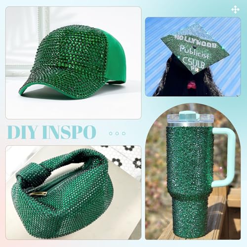 6100Pcs Resin Rhinestones for Crafting with 2Pcs 10ml B7000 Jewelry Glue, 1 Box Flatback Crystals Diamond (Emerald Green) for Bedazzling Crafts DIY Nail Art Non Hotfix Gems for Clothing Shoes - color: Emerald Green, size: 1 Small Pack + 2Pc Glue