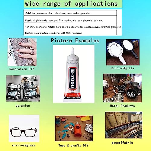 B-7000 Adhesive Multi-Function Glues,Super Glue Suitable for Phone Screen Repair,Wooden,Jewelery,1 Pack (15ML*2)