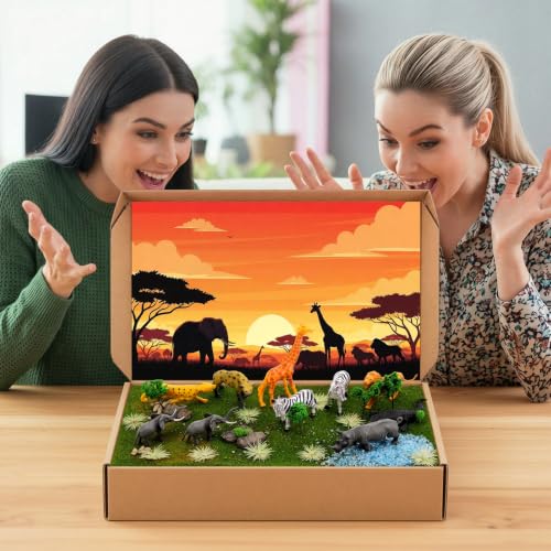 Teyva Daily 48 Pcs Grassland Diorama Kit Habitat Project Box Set Grassland - color: Grassland