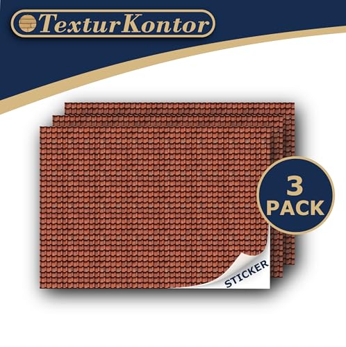 3 Sheets Self-Adhesive Decorative Film Roof Tiles for Model Making in Scale 1:87 Scale H0 (UK: 3.5 mm Scale) (Roof Tiles Clay 1) - color: Roof Tiles Clay 1