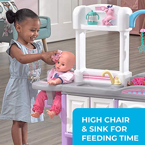 Step2 Love & Care Deluxe Baby Doll Nursery Playset for Kids, Combined Kitchen and Changing Station, Includes Toy Accessories, Easy to Assemble, Toddlers Ages 2 - 6 Years Old, Lavender - color: Lavender