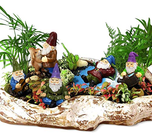 Garden Miniature Gnomes Set of 5PCS,Happy Life Gift for Outdoor Fairy Garden Yard Lawn Décor - color: Brown