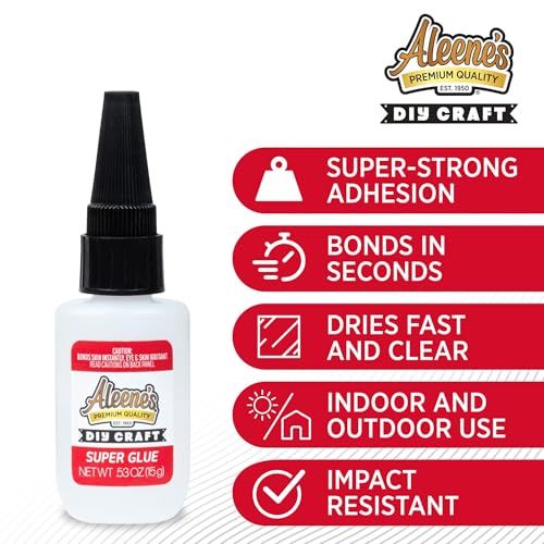 Aleene's DIY Craft Super Glue Liquid, Dries Clear, Strong Bond in Seconds, 0.53 oz.