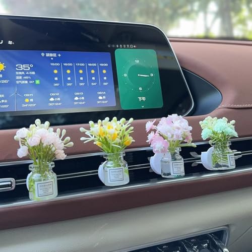 Set of 4 Cute Flower Bouquet Car Air Freshener Vent Clips, Mini Artificial Flowers for Car Air Vent Decoration, Auto Interior Dashboard Ornament Accessories - color: Mixed