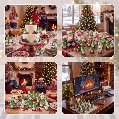 Yaomiao 60 Pcs Mini Christmas Tree Gnomes Figurines Bulk Resin Gnome Statue - style: Christmas Colorful Beads