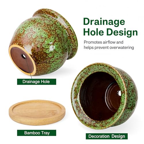 ARTKETTY Succulent Pots, 4.5'' Small Plant Pots with Drainage Tray - color: 4.5'' Colorful 2
