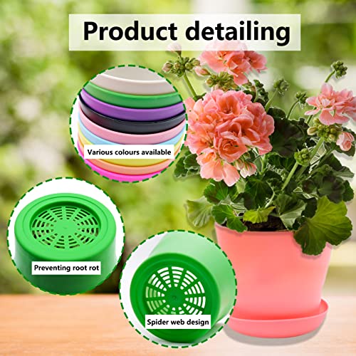 10 PCS Colorful Plastic Flower Pots, Mini Plant Pots with Drip Trays, for Seedlings Miniature Plants, Garden Office Balcony Decoration