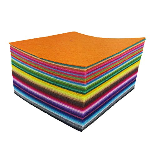 flic-flac 48PCS 6 x 6 inches (15 x 15cm) Assorted Color Felt Fabric Sheets Patchwork Sewing DIY Craft 1mm Thick … (15cm * 15cm, 48pcs) - color: 48pcs, size: 15cm * 15cm