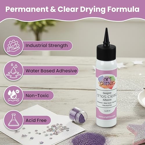 Art Institute Glitter Designer Dries Clear Glue, 2oz with Metal Tip & Pin