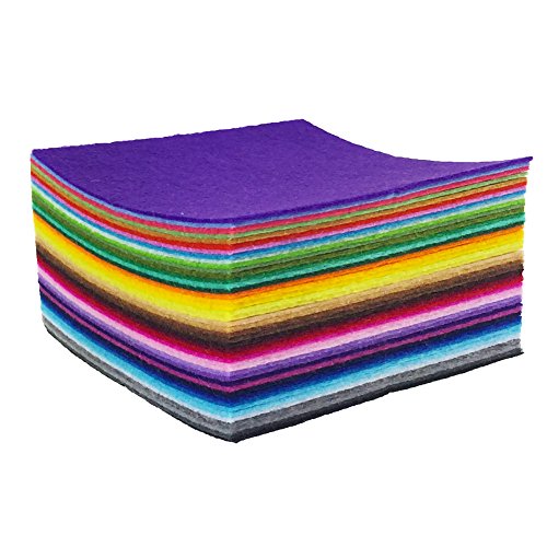 flic-flac 44PCS 12 x 12 inches (30 x 30cm) Assorted Color Felt Fabric Sheets Patchwork Sewing DIY Craft 1mm Thick … (30cm * 30cm, 44pcs) - color: 44pcs, size: 30cm * 30cm
