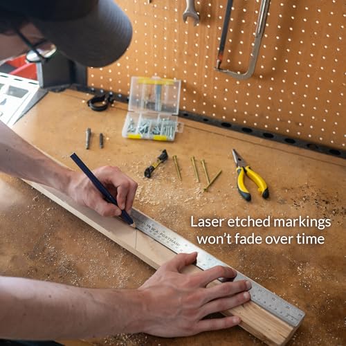 WA Portman Metal Ruler 18'', Metric Edge Corkback Stainless Steel Ruler