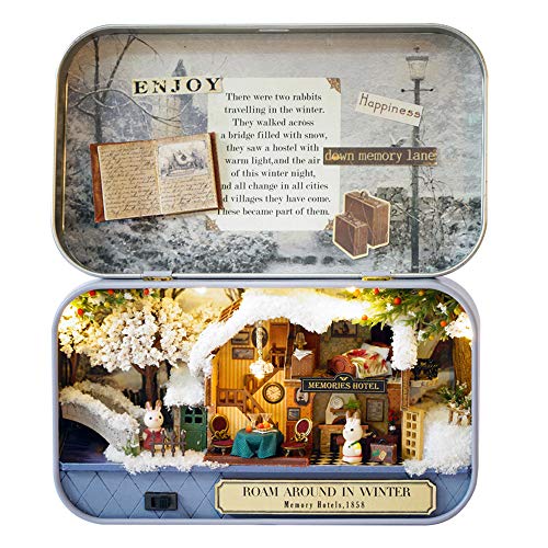 MAGQOO 3D Wooden Dollhouse Miniature DIY Doll House Kit with Furniture,1:24 DIY Box Theater Kit (Roam in The Winter) - color: Roam in the Winter