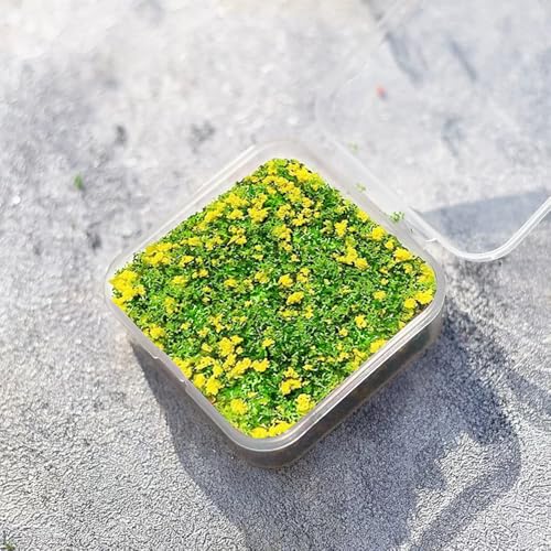 Miniature Tree Powder & Static Grass Flock with 2.17x2.17x0.8in Box, Realistic Model Turf for DIY Micro Landscape, Diorama Scenery, Fairy Garden, Model Railroad & Miniature Craft Projects.Yellow - color: Yellow