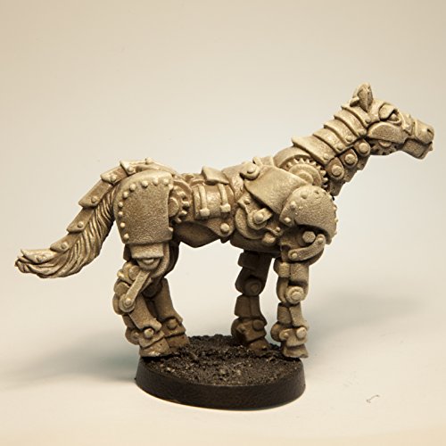 Stonehaven Clockwork Horse Miniature - 64mm Lead-Free Pewter Figure, 28mm Scale, Mount Compatible, Unpainted, Made in USA