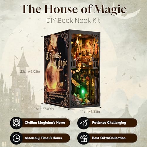 TOYQI Book Nook Kit for Adult, DIY Miniature Dollhouse Kit, Wizard's House - color: House of Magic