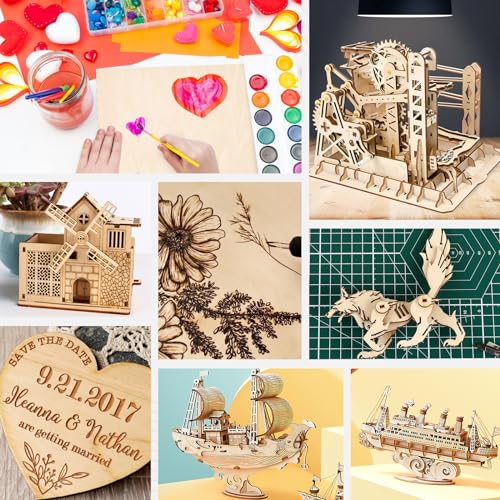 50 Pack Basswood Sheets for Crafts,12"x12"x1/8" 3mm Thick Plywood Sheets with Smooth Surfaces-Unfinished Squares Wood Boards for Laser Cutting, Wood Burning, Architectural Models, Staining