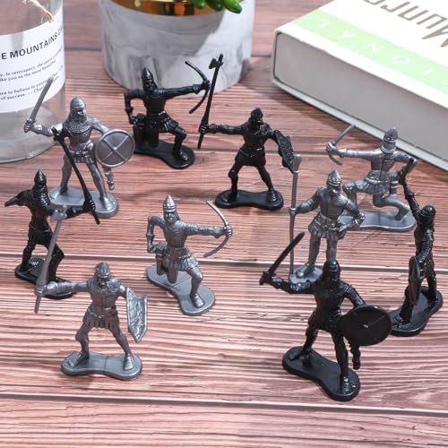 ONEST 60 Pieces Mini Medieval Knights Soldier Army Figures Soldiers Figurines Cupcake Topper Party Table Decorations - style: 60 Pieces