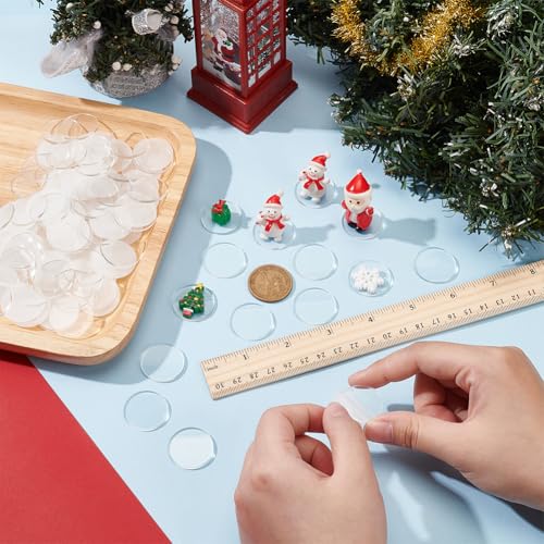 FINGERINSPIRE 100 Pcs Clear Circles Acrylic Sheet 1 inch Circular Miniature Bases Blanks Acrylic Disc Mini Flat Round Acrylic Base for Miniatures Wargame Halloween Christmas Craft Keychain - color: 1 Inch