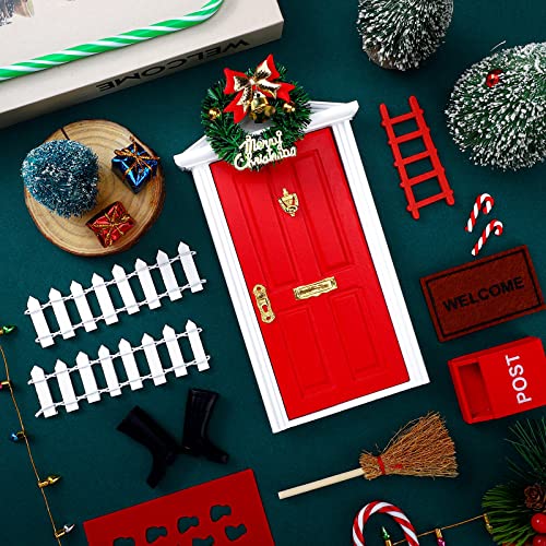 Hungdao 20 Pcs Christmas Fairy Door Wooden Miniature Decor, Red - color: Red