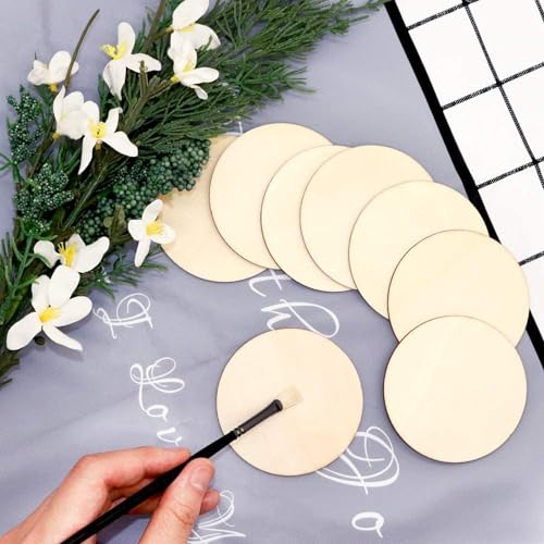 120 Pcs Unfinished Wood Circle Coins, 2 Inch Natural Wood Slices, Disc Blank Natural Ornaments for Decoration DIY Craft Art Supplies (Round 2 x 2 x 0.12 inches) - color: Round 2 x 2 x 0.12 inches