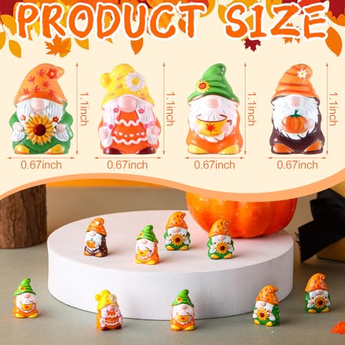 Yaomiao 60 Pcs Mini Fall Resin Gnomes Figures Thanksgiving Mini Statues - style: Fall Multi-color