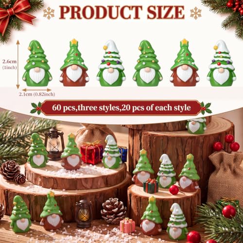 Yaomiao 60 Pcs Mini Christmas Tree Gnomes Figurines Bulk Resin Gnome Statue - style: Christmas Colorful Beads