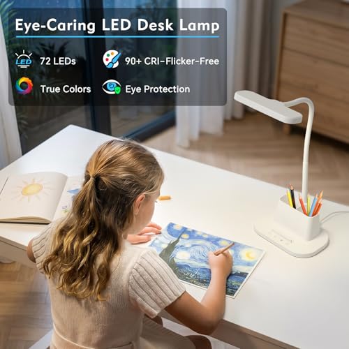 BOHON Desk Lamp for Home Office Desk Light with USB-C Charging Port White - color: Pearl White