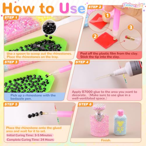 TINKRSTUFF 36000Pcs Black Rhinestones Bedazzling Kit - color: Black, size: Large Pack with Glue