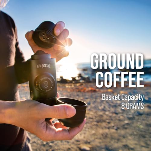 Wacaco Minipresso GR, Portable Espresso Machine, Compatible Ground Coffee, Hand Coffee Maker, Travel Gadgets, Manually Operated, Perfect for Camping, Hiking - color: Black