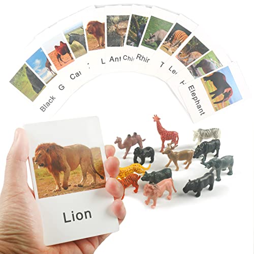 MEROCO Montessori Animal Matching Game, 24 Pcs Safari Figurines with Cards - style: Zoo Animal