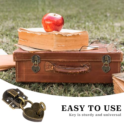 2 Set Antique Bronze Hasp Latch 27 X 30 mm Hasp Latch Mini Box Hinges and Love Locks with Keys Decorative Lock Buckle with Screws for Jewelry Wooden Box and DIY Crafts - style: a