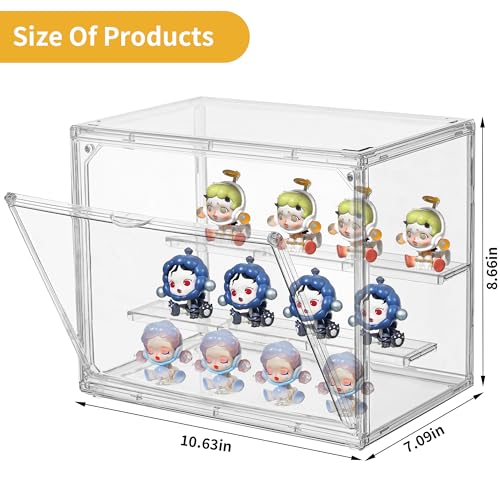 Acrylic Display Case for Collectibles 3 Tier,Small Clear Display Box 4pack - size: S-4pack