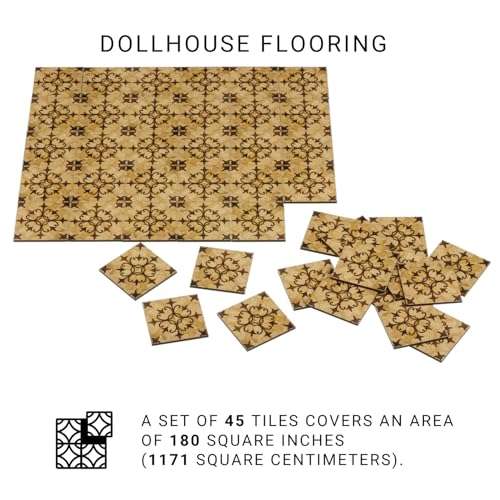 Miniature Dollhouse Flooring, Wood Look Parquet Floor Tiles for 1:12 and 1:6 Scale Dioramas and Roomboxes, REDUCIO! - color: Florentine Honey